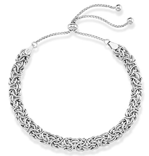 Miabella Italian 925 Sterling Silver, 18K Gold Plated Byzantine Bolo Bracelet for Women, Adjustable Bracelet, Handmade in Italy - style: sterling silver