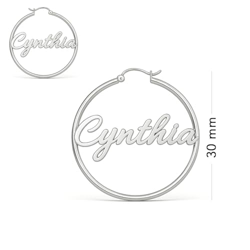 Charmsy 925 Sterling Silver Hoop Earrings | Lightweight Italian 2.5mm Tube Diamond-Cut Round Classic Hoops Earring for Women | Size 15/20/25/30/35/40/50/60/70mm | Small Medium Large - color: Personalized Hoop, size: 30 MM