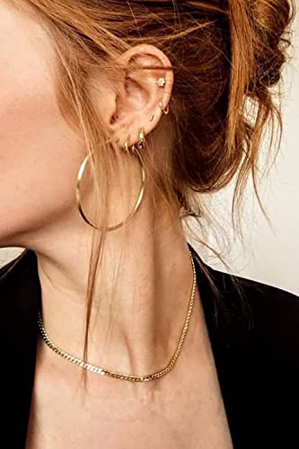 3 Pairs Sterling Silver Large Hoop Earrings Set for Women 40 50 60MM | 14K White Gold Plated, Hypoallergenic - style: H:Gold 50mm 60mm 70mm