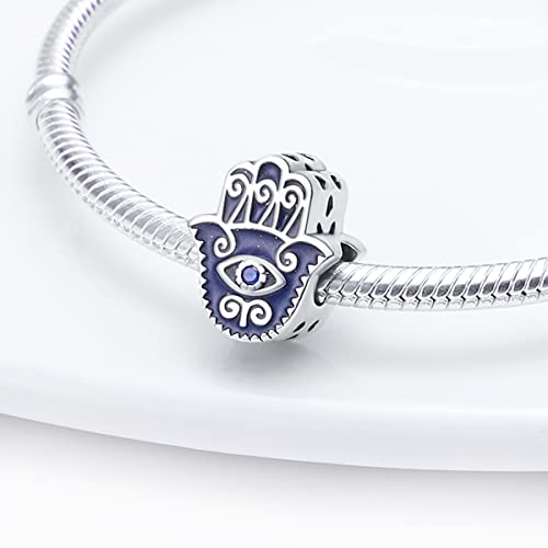 14K Gold Plated Charms for Bracelets Necklace Star Moon Cross Beads Woman | 925 Sterling Silver Charms Butterfly Cute Cat Dog Evil Eye Lucky Bracelet Beads Aesthetic Peandant Jewelry Gift for Mom - color: Evil Eye Palm Charm