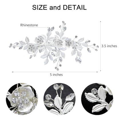 Bridal Hair Accessories Silver Wedding Hair Duckbill Clip for Brides, Handmade Rhinestone Hair Vine Wedding Head Pieces for Women and Bridesmaids Flower Girls - color: Silver