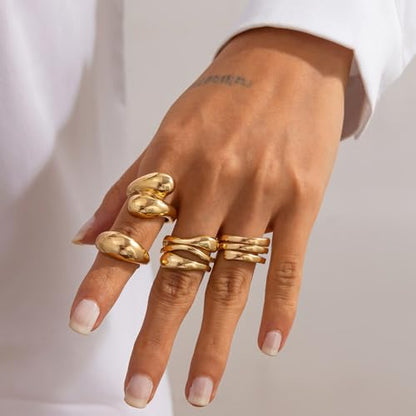 CJIAYUJEW 3Pcs Big Chunky Gold Bangle for Women Silver Cuff Wide Bracelet Trendy Teardrop Wire Irregular Minimalist Jewelry - style: C-Gold