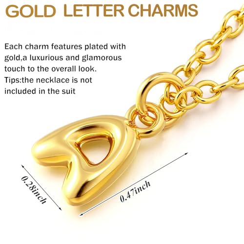 Tondiamo Gold Bubbled Charm for Jewelry Making Gold Letter Charm A- Z Alphabet Pendant Letters 3D Bubble Glitter Trendy Chunky Initial Alphabet for Women DIY Craft Bracelet Necklace - style: Style A