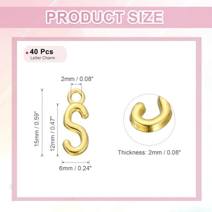 uxcell Letter Charm, Alloy Letter Initial Alphabet Charm for DIY Craft Jewelry Making Bracelets Earrings Necklace - color: Gold - S