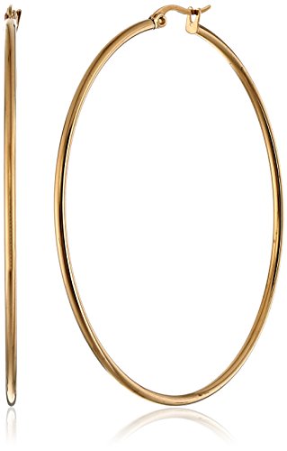 Amazon Essentials Stainless Steel Rounded Tube Hoop Earrings (50mm), (previously Amazon Collection) - color: Yellow Gold, size: 60 mm