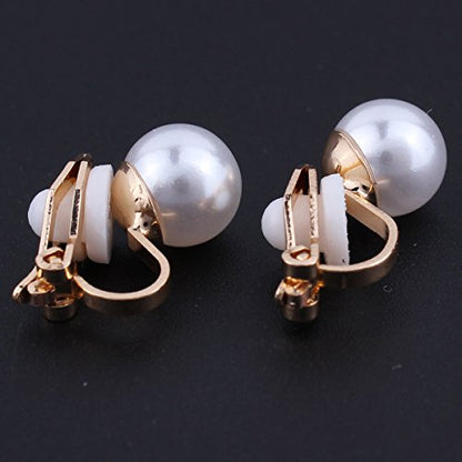 1-5 Pairs Pearl Clip on Earrings for Women Non Piercing Earrings Set Hypo-Allergenic Earrings - color: 4 Pairs White Clip-ons