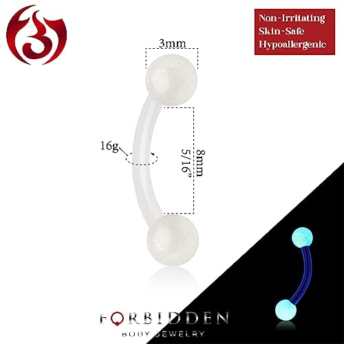 16g 8mm Daith Earring, Eyebrow Ring and Rook Piercing Jewelry, Acrylic Glow-in-The-Dark Retainer - style: Clear