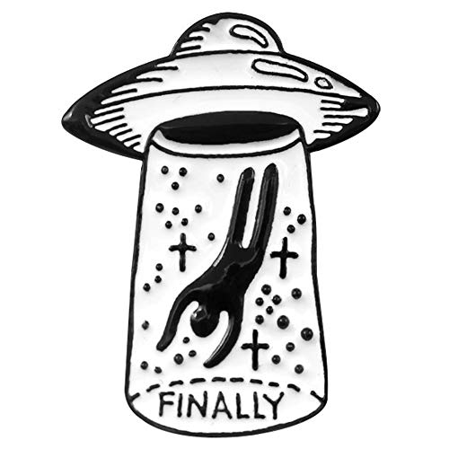 Premium Handmade Enamel Lapel Pin Brooch Badge - color: [UFO] Finally Took Me, size: 1 Pin
