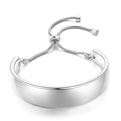14K Gold Bracelets for Women Adjustable Slider Bracelet Bangle Bracelets for Women Trendy Chain Bracelet - color: Silver