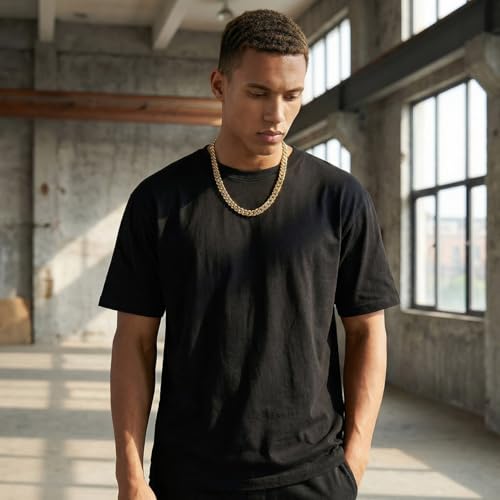Necklace for Men Stainless Steel Statement Cuban Chain Necklace Gold/Silver/Black Plated 7mm Chain Hip Hop Jewelry 18/20/22/24/26/28/30 Inch - color: 7mm-Gold Cuban Chain, size: Length 30 Inch