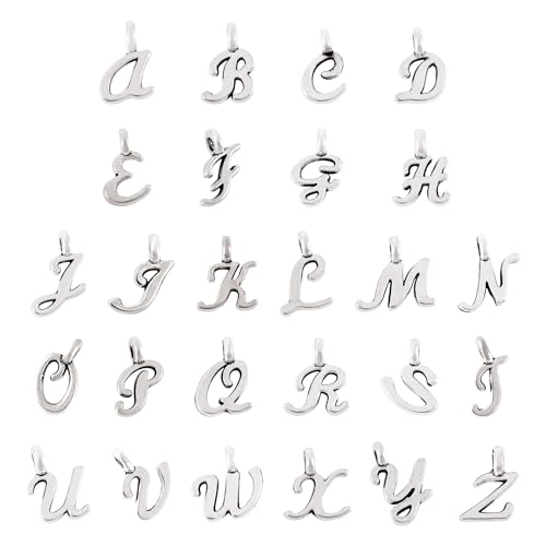 Craftdady Letter Charms Capital Pendants Mixed A-Z Initial Letter Number Charms DIY Bracelet Necklace Pendants for Jewelry Making, Gold, Antique Silver, Platinum - color: Antique Silver