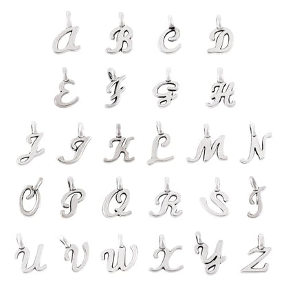 Craftdady Letter Charms Capital Pendants Mixed A-Z Initial Letter Number Charms DIY Bracelet Necklace Pendants for Jewelry Making, Gold, Antique Silver, Platinum - color: Antique Silver