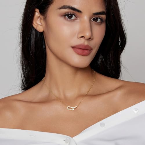 Luxval Diamond Pendant Gold Necklace for Women，Dainty 18k Gold Plated Choker Necklaces Simple Gold Jewelry Gifts for Women - color: Gold-CZ Paperclip