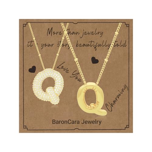 2 PCs Gold Plated Necklace Set for Women - Non Tarnish Jewelry Gift with Fashion Design - style: 2 PCs Q Style