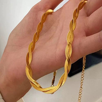 CHESKY 14K Gold/Silver Plated Snake Chain Necklace Herringbone Necklace | Gold Necklace for Women,layered Herringbone Necklace,1.5/3/5MM(W) 14"/16"(L) ,Mothers Day Gifts for Mom,Jewelry - color: gold, style: twisted