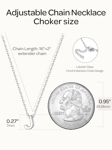 ChicSilver 925 Sterling Silver Initial Necklace for Women Dainty Letter Jewelry Personalized Gift - style: 10.J