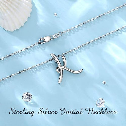 EUDORA Sterling Silver Initial Necklaces for Women, Classic 26 Letter Neckless Gifts for Girls, Sister, Mother Daughter, 18 inch Chain - style: K