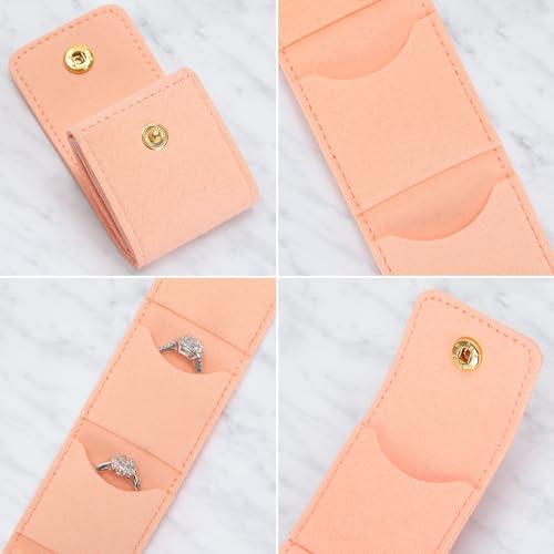 KUKUVR Mini Travel Jewelry Organizer Bag (Pink) | Foldable 4 Compartment, Gym Jewelry Holder Case, Ring Earring Necklace Storage Roll Pouch, Gift for Women - color: Pink