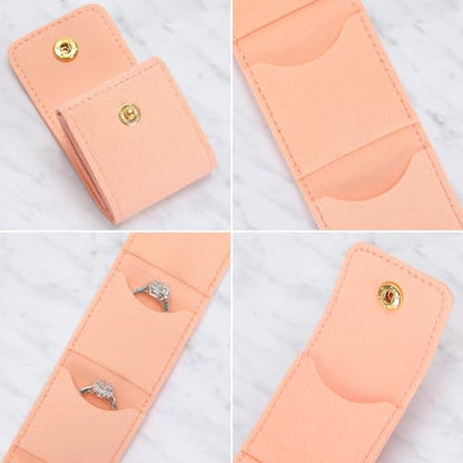 KUKUVR Mini Travel Jewelry Organizer Bag (Pink) | Foldable 4 Compartment, Gym Jewelry Holder Case, Ring Earring Necklace Storage Roll Pouch, Gift for Women - color: Pink