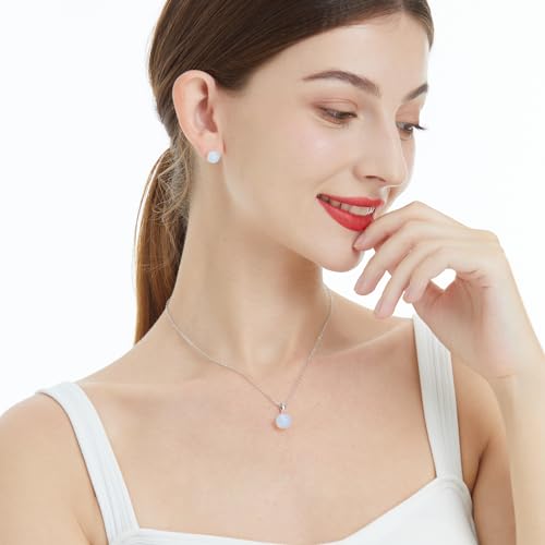 Natural Jade Necklace for Women Sterling Silver Adjustable Handmade Green Jade Pendant Necklaces Healing Crystal Necklace Good Luck Gift for Her - style: Moonstone Necklace