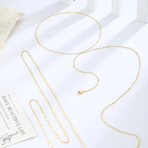 Body Chain for Women 14K Gold Plated Waist Beads Chain Gold Belly Belt Cuban Layered Body Chains Waterproof Adjustable Sexy Bikini Beach Body Jewelry Daily Belts Gifts for Women 26.5-33Inch - style: Wave+Satellite