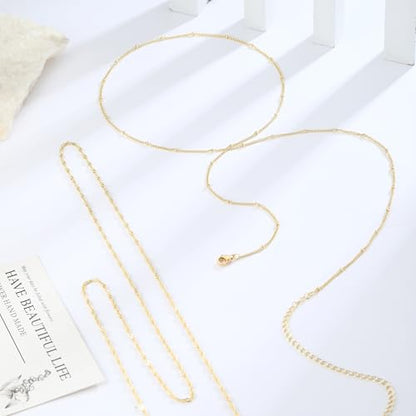 Body Chain for Women 14K Gold Plated Waist Beads Chain Gold Belly Belt Cuban Layered Body Chains Waterproof Adjustable Sexy Bikini Beach Body Jewelry Daily Belts Gifts for Women 26.5-33Inch - style: Wave+Satellite