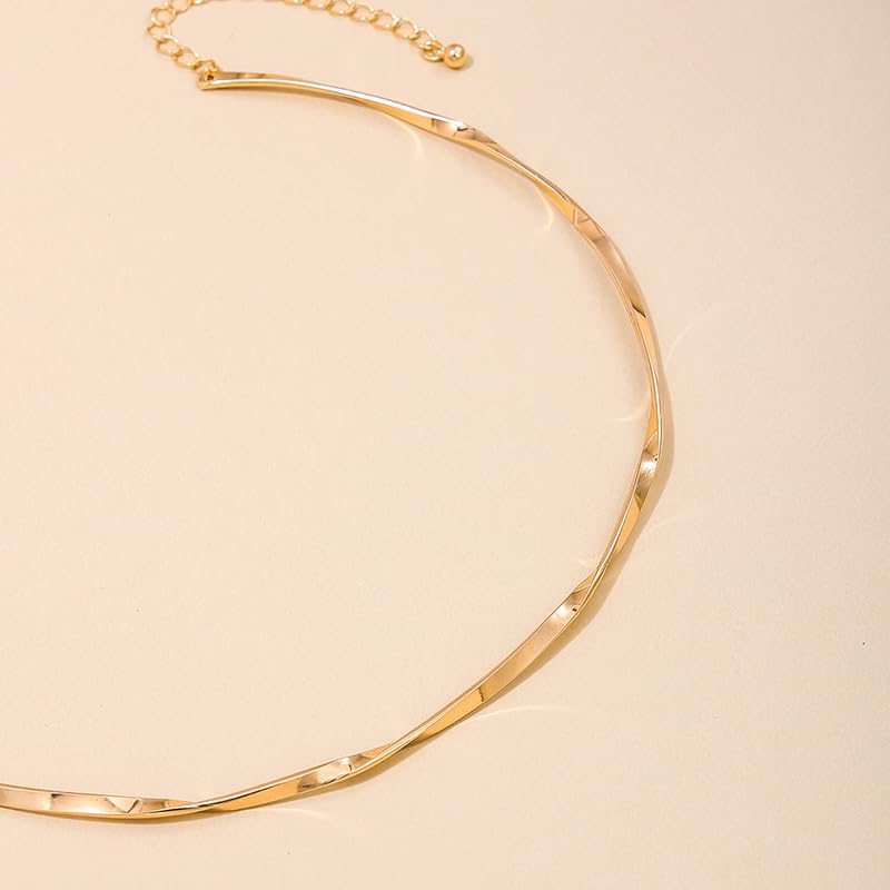 Choker Collar for Women 14K Gold Plated Silver Stainless Steel Metal Collar Choker Necklaces Statement Necklace for Women - color: A