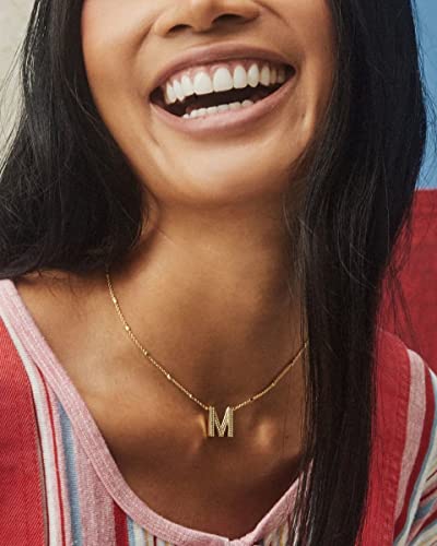 Kendra Scott Letters A-Z Pendant Necklace for Women, Fashion Jewelry, 14k Gold-Plated Brass - color: Letter M