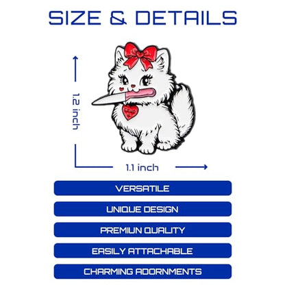 Enamel Pins, Cute Pins for Backpacks, Hat Pins, Novelty Brooch Pins, Backpack Pins, Lapel Pins for Men, Women, Girls, Boys. For Lanyard, Bags, Hats, Caps, Clothing - color: Cute Cat with Knife