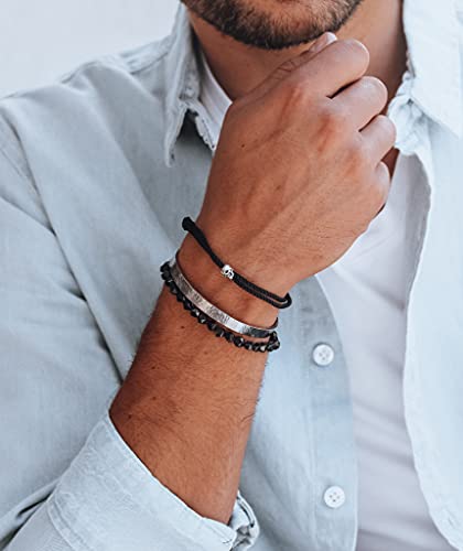 Nato Cuff - Stainless Steel Hammered Cuff Bangle Bracelet Handmade in France Mens and Womens Jewelry - color: Large