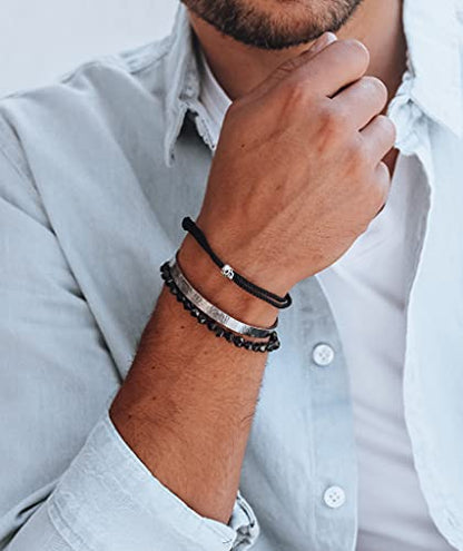Nato Cuff - Stainless Steel Hammered Cuff Bangle Bracelet Handmade in France Mens and Womens Jewelry - color: Large