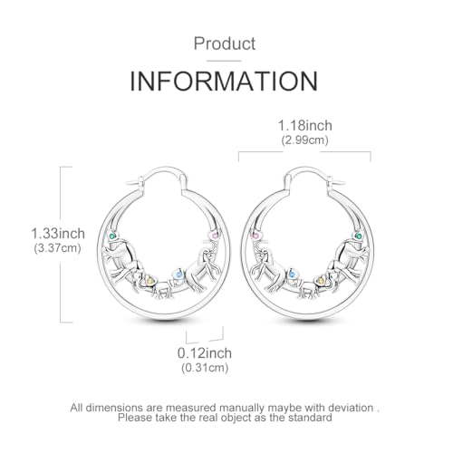 NARMO 925 Sterling Silver Earrings for Women Hypoallergenic Hoop Earrings - color: Elephant Family