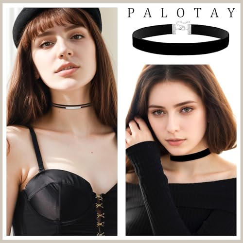 Black Choker Necklace Set Velvet Lace Choker Daisy Gothic Punk Classic Choker - color: 6pcs