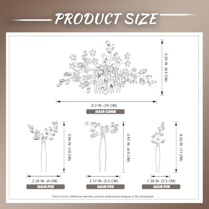 Wedding Hair Accessories: Bridal Headpiece With Hair Piece for Brides (Silver) - color: Silver