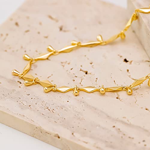 MTMY Beaded Necklaces for Women 14K Gold Plated Dainty Colorful Green/Rose Beaded Pearl Choker Necklace Delicate Boho Choker Necklace Jewelry Gift - style: Water drop beads