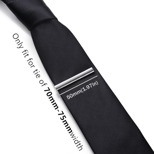 HONEY BEAR 5cm/5.4cm/6cm Mens Tie Clip Bar for Normal Size Steel Business Wedding Gift 1.97"/2.12"/2.36" - style: 5cm Brushed Silver