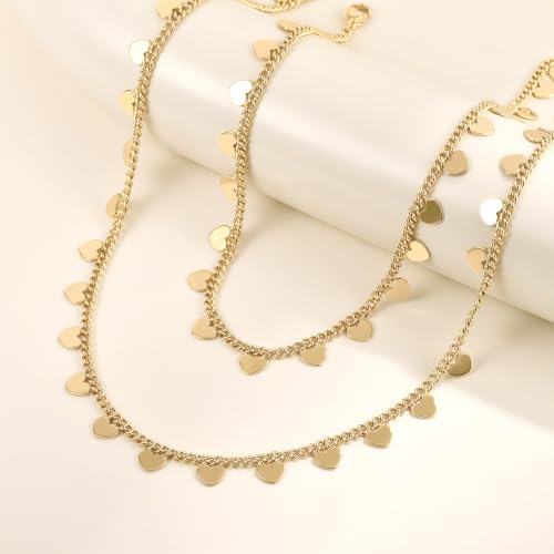 JINEAR 14K Gold Plated Waist Chain for Women Body Chain Belly Chains | Dainty Bead Chains Waterproof Summer Beach Bikini Accessories Gold Jewelry Belt Festival Outfits for Women - color: Heart Body Chains
