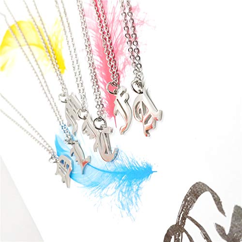 Old English Initial Alphabet Letter Necklace - style: J-Silver