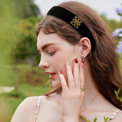 Fashion Headbands, Black Velvet Headband for Women, Classic Retro Design Hair, Suitable for Women Fashion Headband (Black) - color: Totem Style