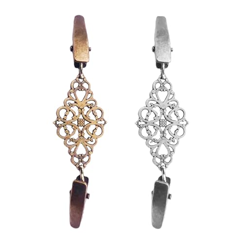 LIFKOME 2pcs Vintage Sweater Cardigan Clips Retro Shawl Brooch Pins Silver and Antique Bronze for Women Dress Shirt Collar Clips