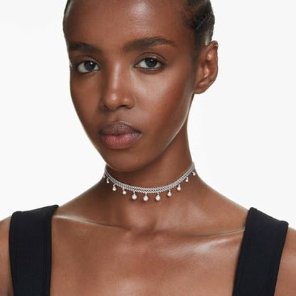 Swarovski Ariana Grande Collection, Clear Crystal & Pearls, Rhodium Finish, Necklaces, Earrings and Bracelets - color: Pearl Choker Necklace