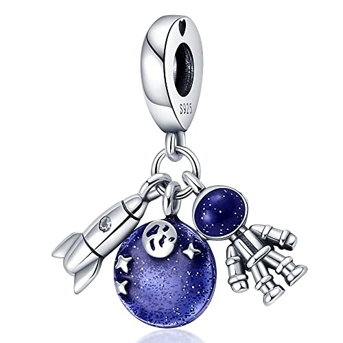 Pandach 925 Sterling Silver Charms for Bracelets and Necklaces Travel Round The World Beads Charms Relaxation Dangle Pendant,Jewelry Beads Gifts for Women - style: Travel Round The Space Charm