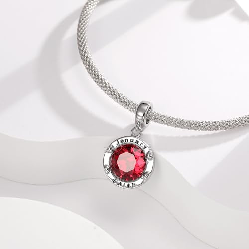 Birthstone Charms for Women Bracelets Birthday Bead Charms fit Pandora Bracelets Mothers Day Gifts for Women - color: 01-January(Garnet)
