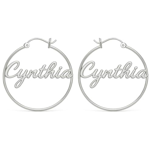 Charmsy 925 Sterling Silver Hoop Earrings | Lightweight Italian 2.5mm Tube Diamond-Cut Round Classic Hoops Earring for Women | Size 15/20/25/30/35/40/50/60/70mm | Small Medium Large - color: Personalized Hoop, size: 50 MM