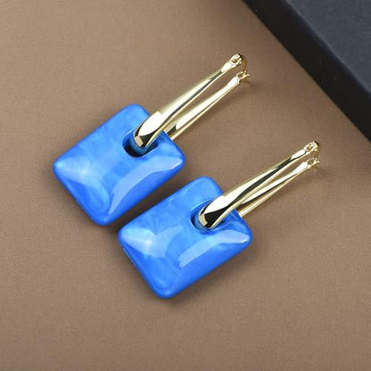 Multicolor Acrylic Dangle Hoop Earrings for Women, 2-Way Detachable Geometric Statement Earrings, Lightweight Fashion Jewelry Gifts - color: Royal Blue