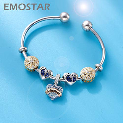 EMOSTAR Jan-Dec Birthstone Charms fits European Birthday Bracelet, Dangle 925 Sterling Silver Heart Shaped Pendant with 12 Months Birthstones, Gifts for Mom/Women - color: September Birthstone