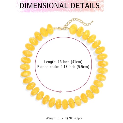Elegance 11 designs Colorful Chunky Beaded Necklace for Women,Thick Acrylic Disc Bead Choker Statement Necklace Cute Trendy Necklaces Jewelry Gifts for Women - color: Yellow