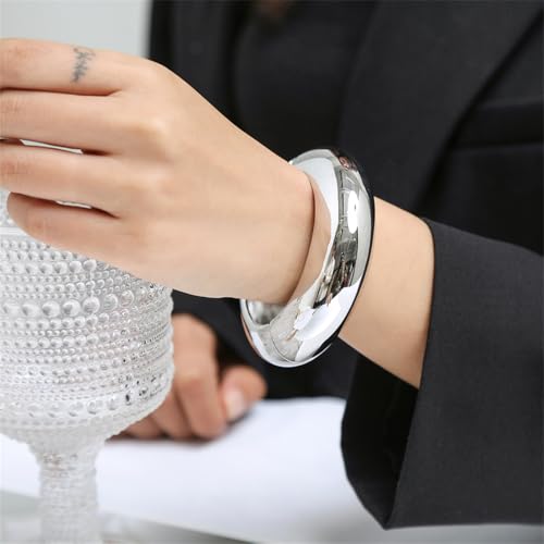 Gold/Silver Cuff Bangle Bracelets For Women Chunky Waterdrop Twisted Hinged Bangle Bracelets Minimalist Arm Cuff Bracelet Jewelry Gifts - color: 4Silver