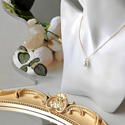 Zeffy Gold Pearl Necklace for Women, Dainty 14K Gold/Silve Plated Layered Pearl Choker Pearl Earrings Pearl Bracelets Wedding Trendy Gold Jewelry Set for Women Gifts - style: Gold Single Pearl Necklace-1PCS