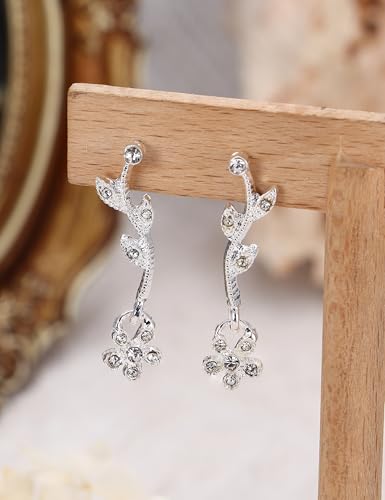 sailimue Wedding Jewelry Sets for Brides Bridesmaid Women Prom jewelry | Silver Plated Rhinestone Crystal Necklace Bracelet Earrings Wedding Bridal Bridesmaid Costume Accessories - color: Silver C